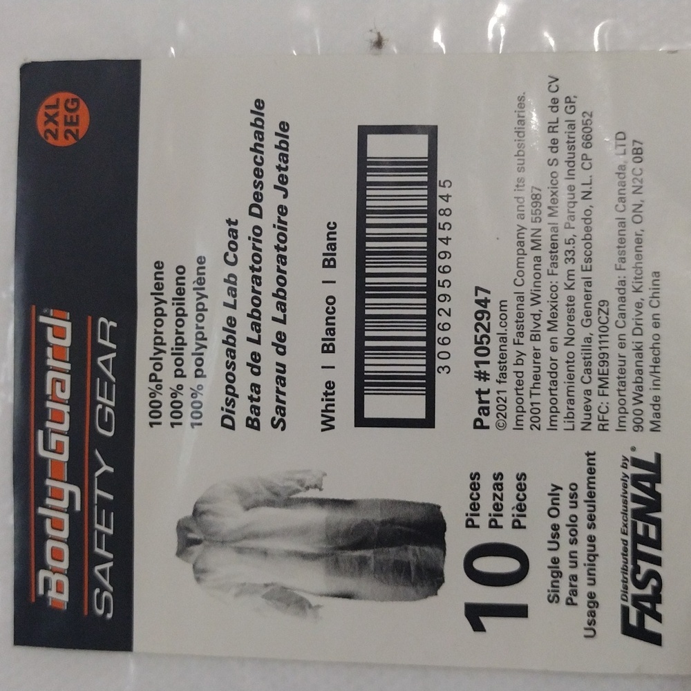 Body Guard disposable Lab white coat 10 pieces